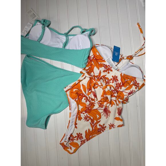 NWT Cupshe Swimsuit Bikini Top & High-Rise Bottoms - Plunging Halter BUNDLE Sz S - Picture 3 of 11